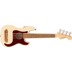 FENDER - Fullerton Precision Bass® Uke, Touche en noyer, Pickguard en écaille de tortue - Olympic White