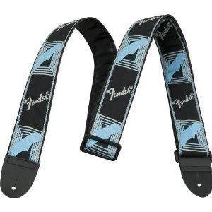 FENDER - 2” Monogrammed Strap (Black / Light Grey / Blue)