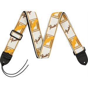 FENDER - 2'' Monogrammed Strap (White / Brown / Yellow)