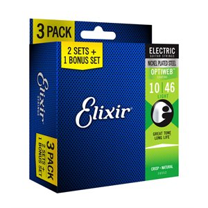 ELIXIR - 16552 - Optiweb Coated Electric Guitar Strings - 10-46 - 3 PACK