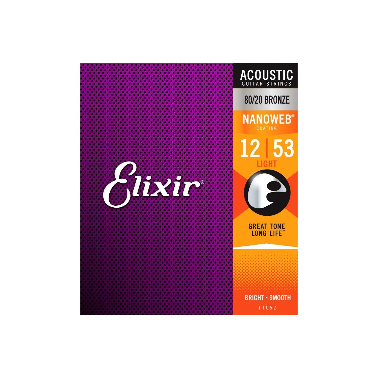 Elixir - 11052 - cordes de guitare acoustique - 80 / 20 Bronze - revêtement Nanoweb - 12-53