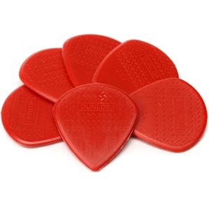 DUNLOP - 471P3N - Médiators de guitare Nylon Max-Grip Jazz III - rouge - ensemble de 6 pick