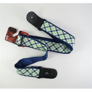 PLANET - 50GCW03 - Gingham Navy / Teal Guitar Strap