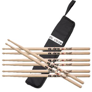 VIC FIRTH - American Concept, Baguettes Freestyle 5A - 4 PACK - AVEC SAC DE TRANSPORT 