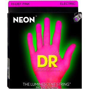 DR - NPE10 - Cordes de guitare électrique nickelées avec revêtement rose fluo Hi-Def - Moyen - 10-46