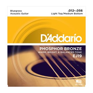 D'ADDARIO - EJ19 - cordes de guitare acoustique - Phosphor Bronze - 12-56