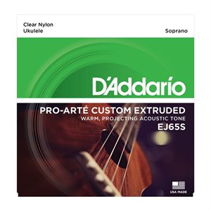 D'ADDARIO - EJ65S - Cordes pour Ukulélé Soprano en Nylon Transparent