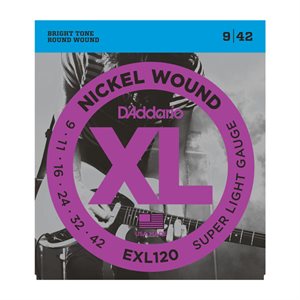 D'ADDARIO - EXL120 - cordes pour guitare électrique Nickel Wound - 09-42